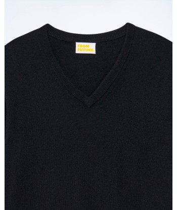 Pull Col V  (S24 / HOMME / Noir) destockage