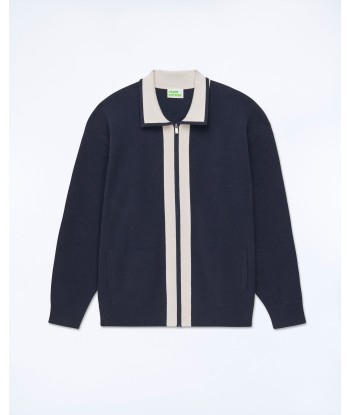 Pull Gilet Zippé Bandes Bicolores (S24 / HOMME / Navy) l'évolution des habitudes 