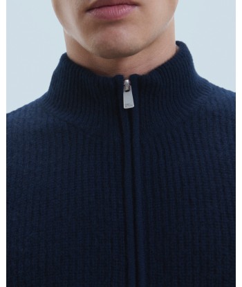 Pull Gilet à Cotes Zippé (H24 / HOMME / Navy) de la marque