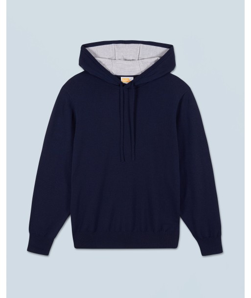 Pull Hoodie  (H24 / HOMME / Navy / 100% Laine Mérinos RWS) les ctes