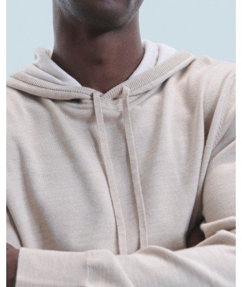 Pull Hoodie  (H24 / HOMME / Beige Chiné / 100% Laine Mérinos RWS) Les magasins à Paris et en Île-de-France