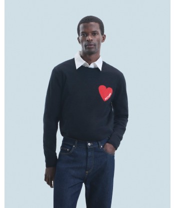 Pull Col Rond Coeur (H24 / HOMME / Noir) pas cheres