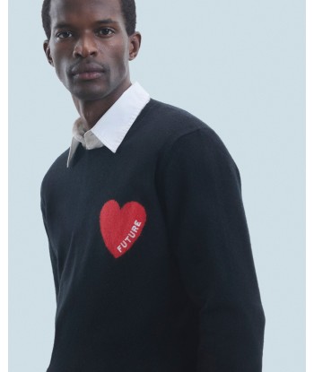 Pull Col Rond Coeur (H24 / HOMME / Noir) pas cheres