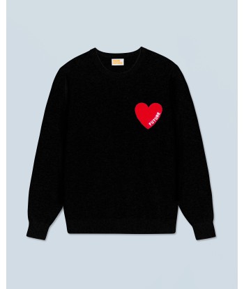 Pull Col Rond Coeur (H24 / HOMME / Noir) pas cheres