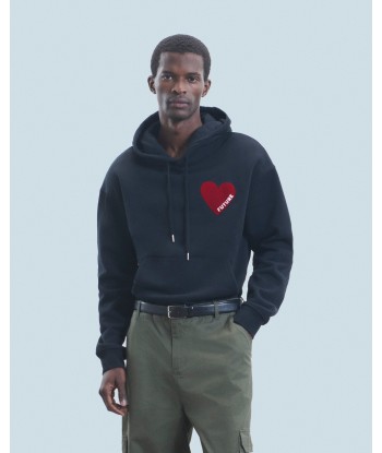 Sweatshirt Hoodie Coeur (H24 / HOMME / Noir / 100% Laine Mérinos RWS) À commander