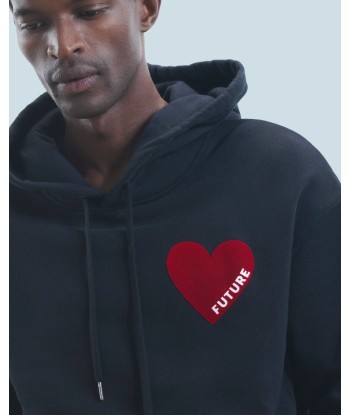 Sweatshirt Hoodie Coeur (H24 / HOMME / Noir / 100% Laine Mérinos RWS) À commander