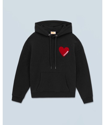 Sweatshirt Hoodie Coeur (H24 / HOMME / Noir / 100% Laine Mérinos RWS) À commander