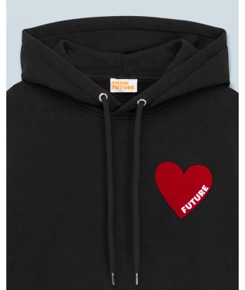 Sweatshirt Hoodie Coeur (H24 / HOMME / Noir / 100% Laine Mérinos RWS) À commander