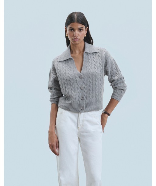 Pull Cardigan à Cotes (H24 / FEMME / Gris Chiné Foncé) de technologie