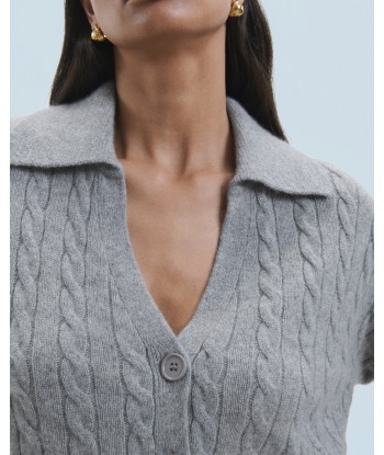 Pull Cardigan à Cotes (H24 / FEMME / Gris Chiné Foncé) de technologie