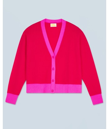 Pull Cardigan Bicolore Léger (H24 / FEMME / Raspberry Pink) Les êtres humains sont 