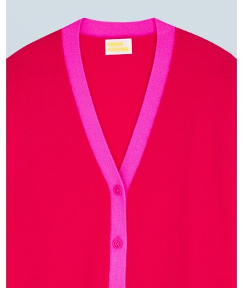 Pull Cardigan Bicolore Léger (H24 / FEMME / Raspberry Pink) Les êtres humains sont 