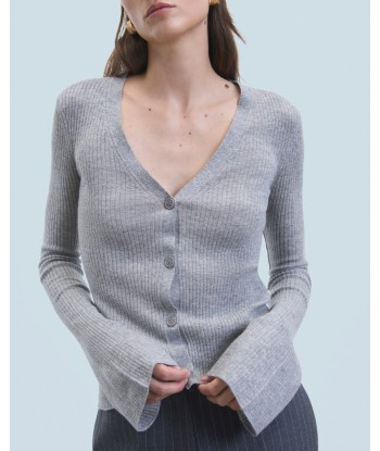 Pull Cardigan Seconde Peau (H24 / FEMME / Gris Chiné Foncé) en ligne des produits 