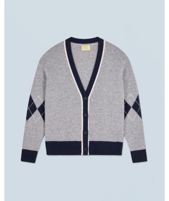 Pull Cardigan À Motif Losange (H24 / FEMME / Gris Chiné Foncé / 100% Cachemire) la colonne vertébrale