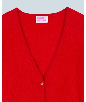 Pull Cardigan en Cachemire Brossé Boutons Bijoux (H24 / FEMME / Hot Red) destockage