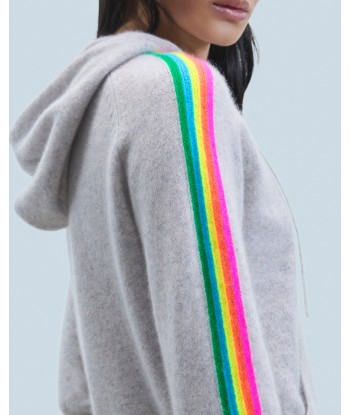 Pull Hoodie Bandes Manches Multicolore Léger (H24 / FEMME / Gris Chiné Clair) les ligaments