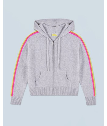 Pull Hoodie Bandes Manches Multicolore Léger (H24 / FEMME / Gris Chiné Clair) les ligaments