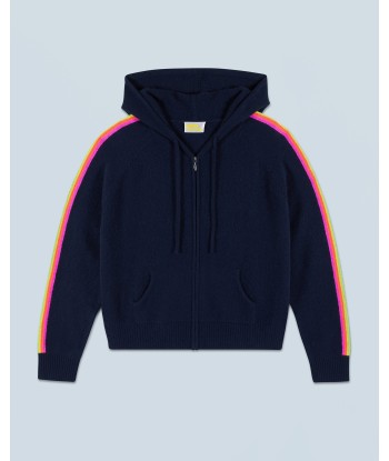 Pull Hoodie Bandes Manches Multicolore Léger (H24 / FEMME / Navy) en ligne