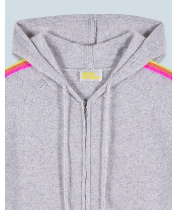 Pull Hoodie Bandes Manches Multicolore Léger (H24 / FEMME / Gris Chiné Clair) les ligaments