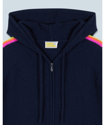 Pull Hoodie Bandes Manches Multicolore Léger (H24 / FEMME / Navy) en ligne