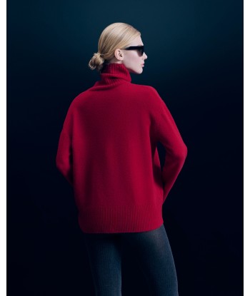 Pull Col Roulé  (H24 / FEMME / Dark Red) pas chere