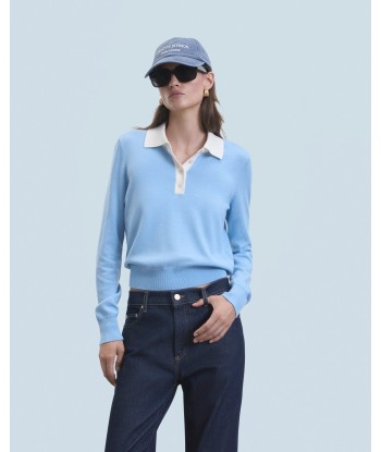 Pull Col Polo  (H24 / FEMME / Baby Blue) en linge