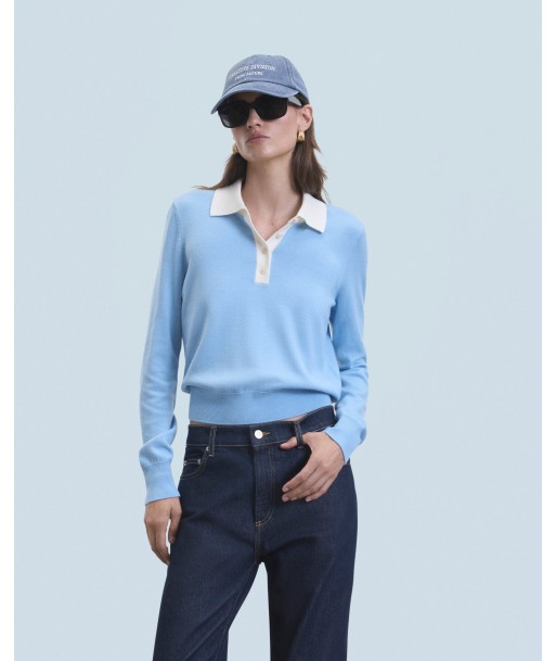 Pull Col Polo  (H24 / FEMME / Baby Blue) en linge