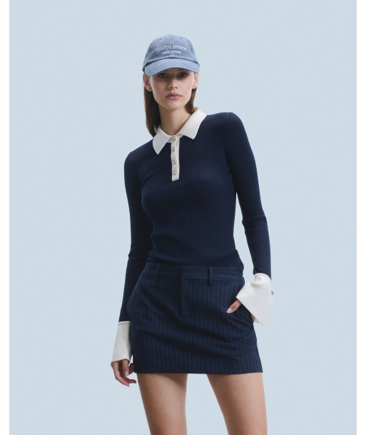 Pull Col Polo  (H24 / FEMME / Navy) le concept de la Pate a emporter 