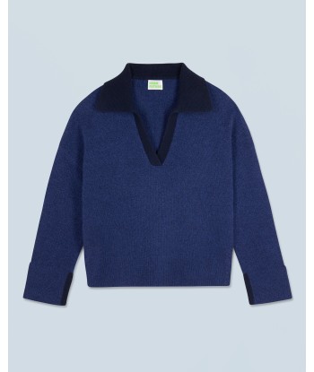 Pull Col Polo  (H24 / FEMME / Dark Blue Mouli / 100% Cachemire) en stock