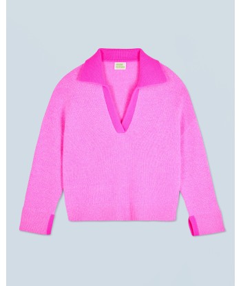 Pull Col Polo  (H24 / FEMME / Pink Mouliné / 100% Cachemire) en ligne