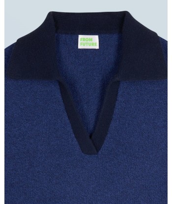 Pull Col Polo  (H24 / FEMME / Dark Blue Mouli / 100% Cachemire) en stock