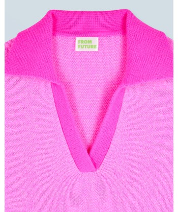 Pull Col Polo  (H24 / FEMME / Pink Mouliné / 100% Cachemire) en ligne