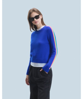 Pull Col Rond Bandes Manches Multicolore (H24 / FEMME / Pop Blue) pour bénéficier 