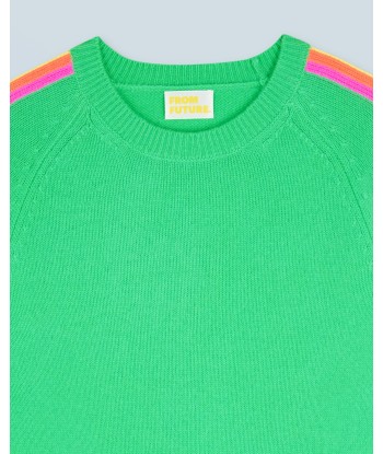 Pull Col Rond Bandes Manches Multico (H24 / FEMME / Utopic Green) pas cher 