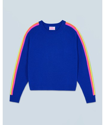 Pull Col Rond Bandes Manches Multicolore (H24 / FEMME / Pop Blue) pour bénéficier 