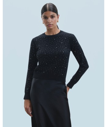 Pull Col Rond Strass Allover Léger (H24 / FEMME / Noir) Venez découvrir notre 