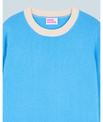 Pull Col Rond Bicolore Léger (H24 / FEMME / Dreamy Blue) une grave pollution 