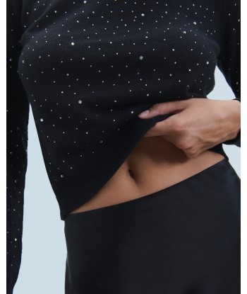 Pull Col Rond Strass Allover Léger (H24 / FEMME / Noir) Venez découvrir notre 