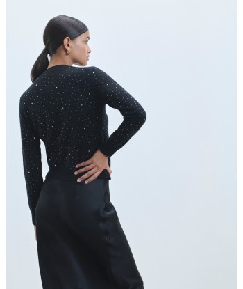 Pull Col Rond Strass Allover Léger (H24 / FEMME / Noir) Venez découvrir notre 