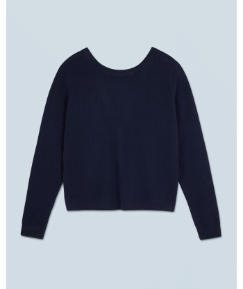 Pull Col Rond Dos Nu à Boutons (H24 / FEMME / Navy / 100% Cachemire) le concept de la Pate a emporter 