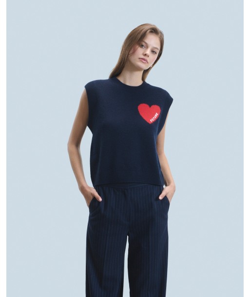 Pull Sans Manches Coeur Léger (H24 / FEMME / Navy) en linge