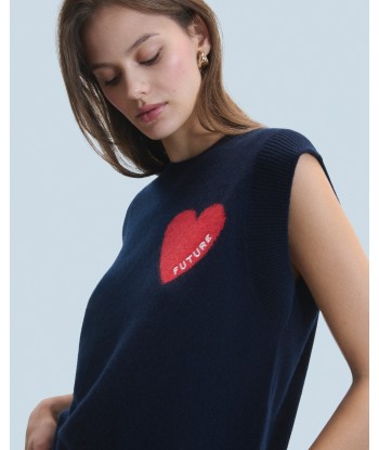 Pull Sans Manches Coeur Léger (H24 / FEMME / Navy) en linge