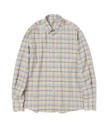 AURALEE - SUPER LIGHT WOOL CHECK SHIRT LIGHT BEIGE CHECK paiement sécurisé