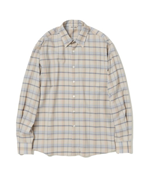 AURALEE - SUPER LIGHT WOOL CHECK SHIRT LIGHT BEIGE CHECK paiement sécurisé