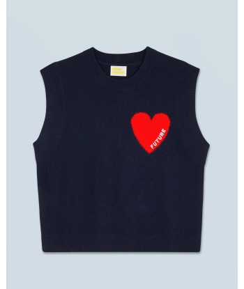 Pull Sans Manches Coeur Léger (H24 / FEMME / Navy) en linge