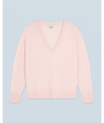 Pull Col V Oversize Léger (H24 / FEMME / Baby Pink) solde