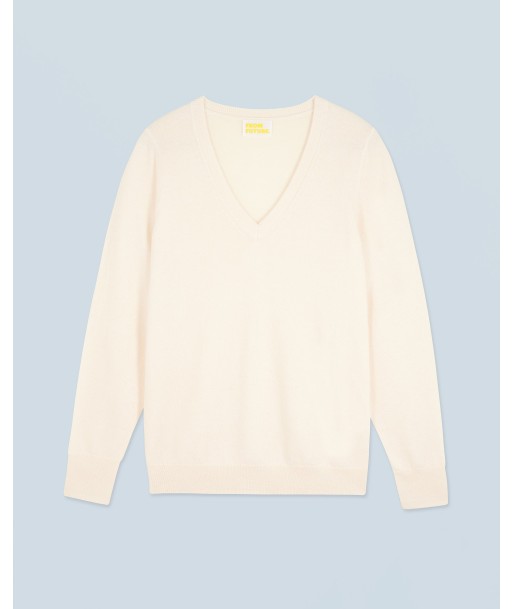 Pull Col V Basique (H24 / FEMME / Ecru) JUSQU'A -70%! 