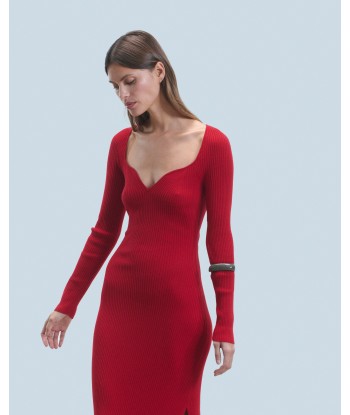 Robe Longue Manche Longue Decolleté Coeur (H24 / FEMME / Hot Red) ou a consommer sur place