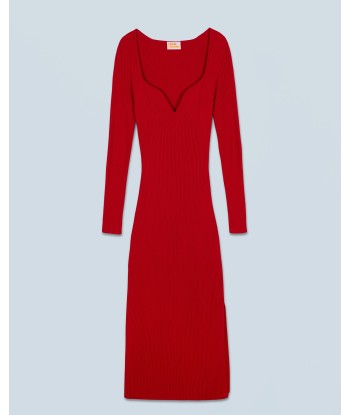 Robe Longue Manche Longue Decolleté Coeur (H24 / FEMME / Hot Red) ou a consommer sur place