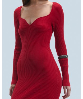 Robe Longue Manche Longue Decolleté Coeur (H24 / FEMME / Hot Red) ou a consommer sur place